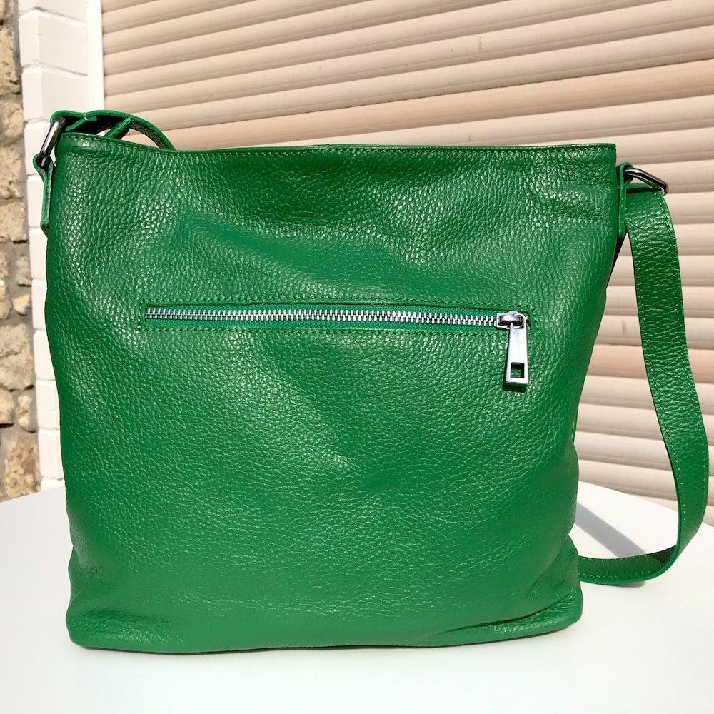 1 Handtasche grasgrün - Made in Italy - Leder